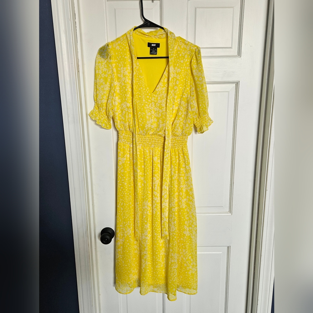 Beautiful Yellow and white dress by DKNY